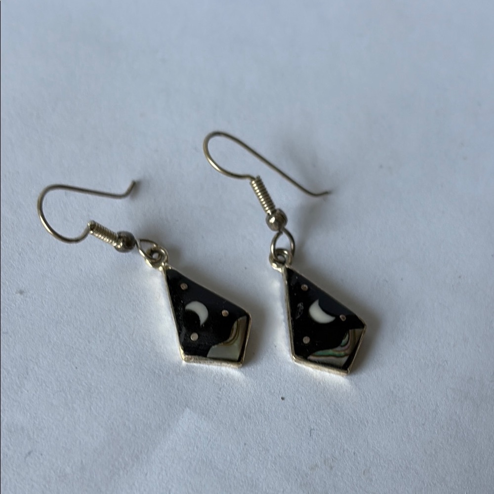 Vintage Native American Sterling Silver Moon Earrings
